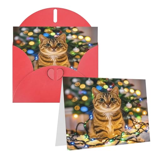 Rrtsmsgh Grußkarten Eine Katze und Weihnachtsbeleuchtung, Blanko-Grußkarten mit Umschlägen für alle Anlässe, Freundschaftskarten, Jubiläumskarten Rrtsmsgh Grußkarten Eine Katze und Weihnachtsbeleuchtung, Blanko-Grußkarten mit Umschlägen für alle Anlässe, Freundschaftskarten, Jubiläumskarten von Rrtsmsgh