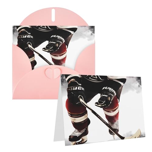 Rrtsmsgh Grußkarten Eishockey-Muster, blanko, Grußkarten mit Umschlägen für alle Anlässe, Freundschaftskarten, Jubiläumskarten von Rrtsmsgh