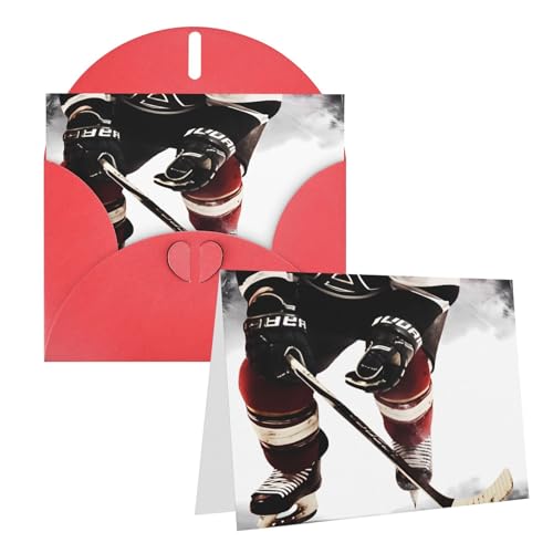Rrtsmsgh Grußkarten Eishockey-Muster, blanko, Grußkarten mit Umschlägen für alle Anlässe, Freundschaftskarten, Jubiläumskarten von Rrtsmsgh