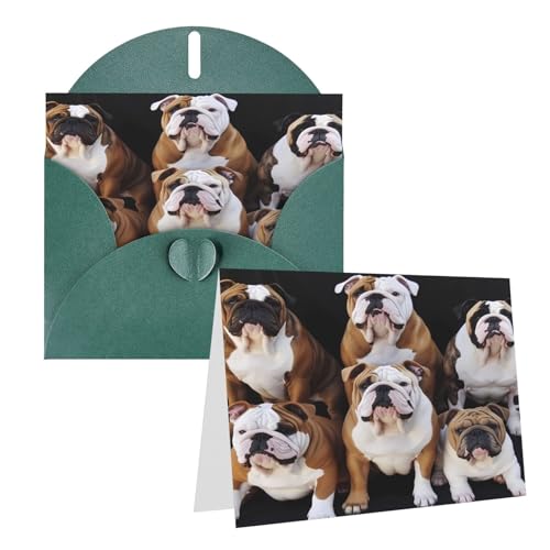 Rrtsmsgh Grußkarten Englische Bulldoggen Blanko Grußkarten mit Umschlägen für alle Gelegenheiten, Freundschaftskarten zum Jahrestag von Rrtsmsgh