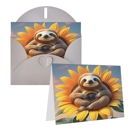 Rrtsmsgh Grußkarten Faultier sitzend auf Sonnenblume Blanko-Grußkarten mit Umschlägen für alle Gelegenheitskarten, Freundschafts-Jubiläumskarten Rrtsmsgh Grußkarten Faultier sitzend auf Sonnenblume Blanko-Grußkarten mit Umschlägen für alle Gelegenheitskarten, Freundschafts-Jubiläumskarten von Rrtsmsgh