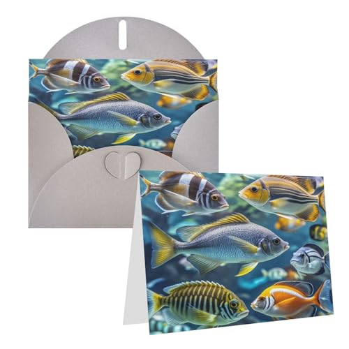 Rrtsmsgh Grußkarten Fisch Blanko Grußkarten mit Umschlägen für alle Gelegenheiten, Freundschaftskarten, Jubiläumskarten von Rrtsmsgh