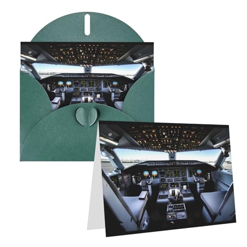 Rrtsmsgh Grußkarten Flugzeug-Cockpit, blanko, Grußkarten mit Umschlägen für alle Anlässe, Freundschaftskarten, Jubiläumskarten von Rrtsmsgh
