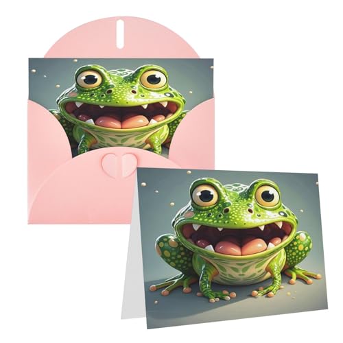 Rrtsmsgh Grußkarten Frosch mit Mund, offen, blanko, mit Umschlägen für alle Anlässe, Freundschaftskarten, Jubiläumskarten von Rrtsmsgh