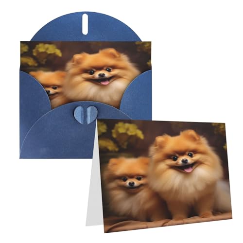 Rrtsmsgh Grußkarten Gelb Pomeranian Blanko Grußkarten mit Umschlägen für alle Gelegenheiten, Freundschaftskarten, Jubiläumskarten von Rrtsmsgh