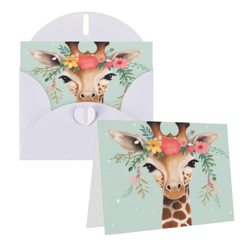 Rrtsmsgh Grußkarten Giraffe mit Blumenmuster, blanko, mit Umschlägen für alle Anlässe, Freundschaftskarten, Jubiläumskarten von Rrtsmsgh