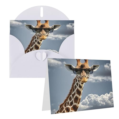 Rrtsmsgh Grußkarten Giraffe mit Sonnenbrille, blanko, Grußkarten mit Umschlägen für alle Anlässe, Freundschaftskarten, Jubiläumskarten von Rrtsmsgh