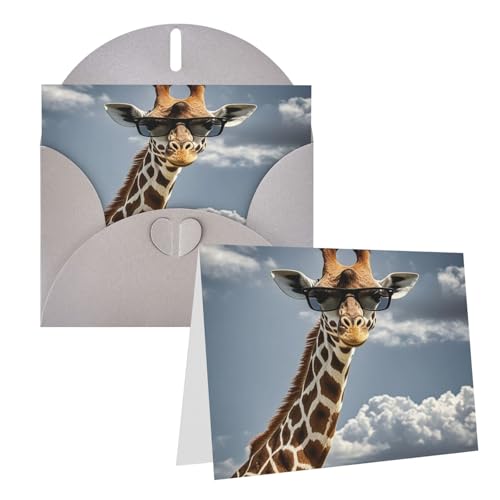 Rrtsmsgh Grußkarten Giraffe mit Sonnenbrille, blanko, Grußkarten mit Umschlägen für alle Anlässe, Freundschaftskarten, Jubiläumskarten von Rrtsmsgh