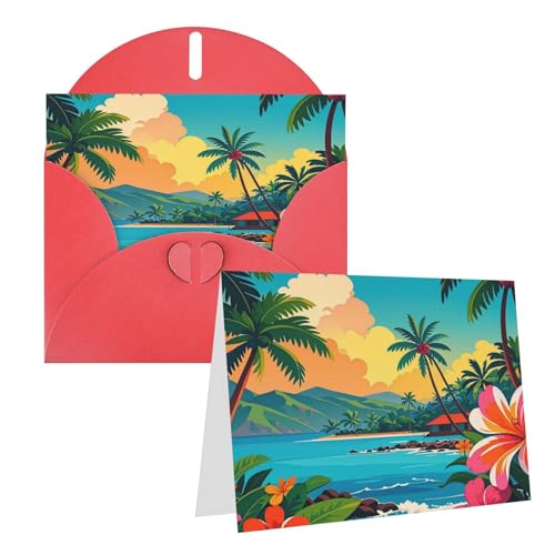 Rrtsmsgh Grußkarten Hello Hawaii Blanko-Grußkarten mit Umschlägen für alle Gelegenheiten, Freundschaftskarten, Jubiläumskarten von Rrtsmsgh