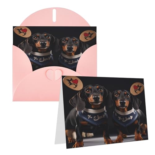 Rrtsmsgh Grußkarten "I Love My Dog Dachshunds" Blanko-Grußkarten mit Umschlägen für alle Gelegenheiten, Freundschaftskarten, Jubiläumskarten von Rrtsmsgh