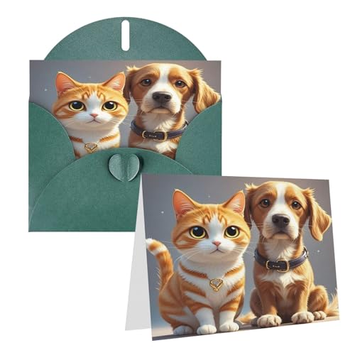 Rrtsmsgh Grußkarten Katzen und Hunde, blanko, mit Umschlägen, für alle Anlässe, Freundschaftskarten, Jubiläumskarten von Rrtsmsgh