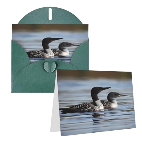 Rrtsmsgh Grußkarten Loon Birds Blanko-Grußkarten mit Umschlägen für alle Anlässe, Freundschaftskarten, Jubiläumskarten von Rrtsmsgh