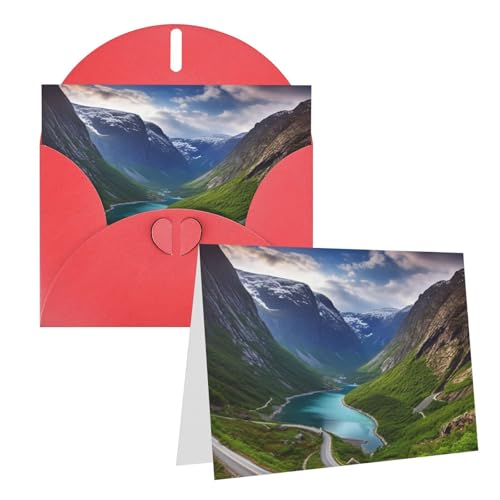 Rrtsmsgh Grußkarten Norwegische Fjorde Blanko-Grußkarten mit Umschlägen für alle Gelegenheitskarten, Freundschafts-Jubiläumskarten von Rrtsmsgh