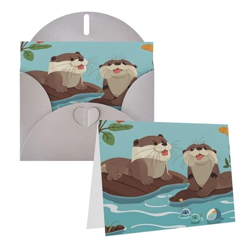 Rrtsmsgh Grußkarten Otter Blanko-Grußkarten mit Umschlägen für alle Gelegenheiten, Freundschaftskarten, Jubiläumskarten von Rrtsmsgh