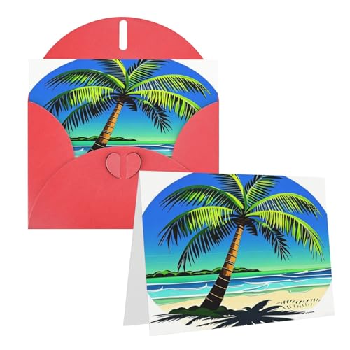 Rrtsmsgh Grußkarten Palme ClipArt Blanko-Grußkarten mit Umschlägen für alle Gelegenheiten, Freundschaftskarten zum Jahrestag von Rrtsmsgh