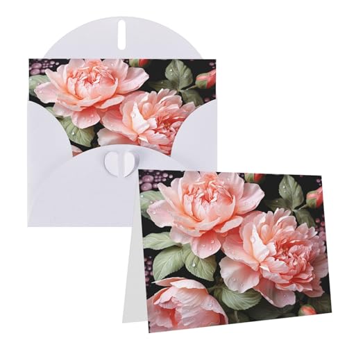 Rrtsmsgh Grußkarten Pfingstrosen Blumen Rose Blanko Grußkarten mit Umschlägen für alle Anlässe Karten Freundschaft Jahrestag Karten von Rrtsmsgh
