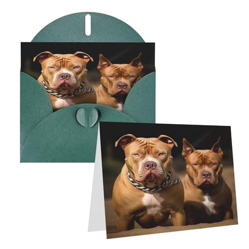 Rrtsmsgh Grußkarten Pitbull Dogs Blanko-Grußkarten mit Umschlägen für alle Gelegenheiten, Freundschaftskarten, Jubiläumskarten von Rrtsmsgh