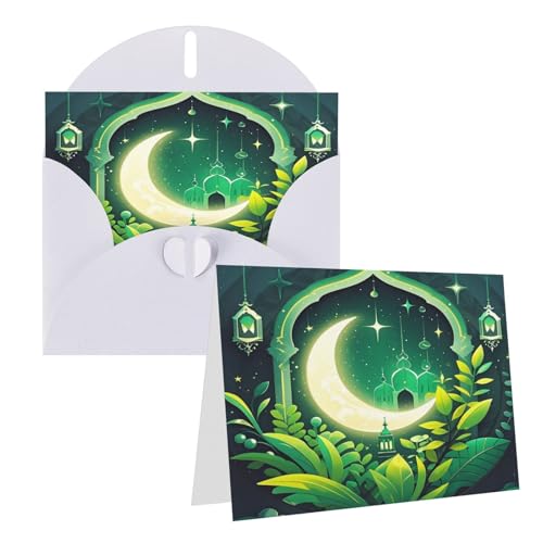 Rrtsmsgh Grußkarten Ramadan auf grüner Tapete, Blanko-Grußkarten mit Umschlägen für alle Gelegenheiten, Freundschaftskarten, Jubiläumskarten von Rrtsmsgh