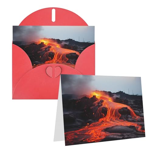 Rrtsmsgh Grußkarten Red Hot Lava vom Kilauea Vulkan, blanko, Grußkarten mit Umschlägen für alle Anlässe, Freundschaftskarten zum Jahrestag von Rrtsmsgh