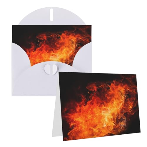 Rrtsmsgh Grußkarten Roaring Flame Blanko-Grußkarten mit Umschlägen für alle Anlässe, Freundschaftskarten, Jubiläumskarten von Rrtsmsgh