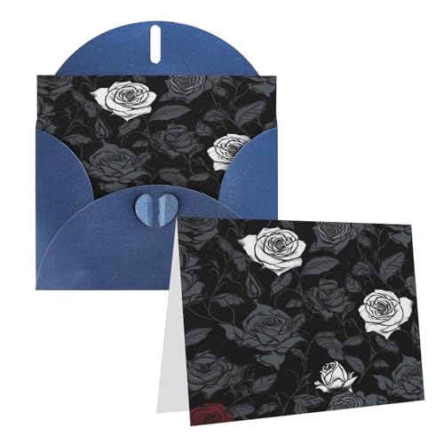 Rrtsmsgh Grußkarten Rose Gothic Blanko Grußkarten mit Umschlägen für alle Gelegenheitskarten, Freundschafts-Jubiläumskarten von Rrtsmsgh