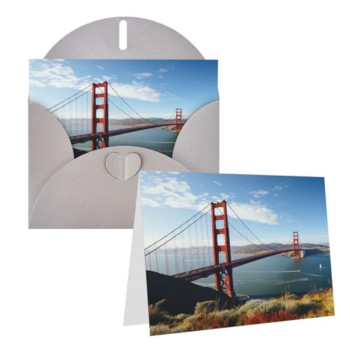 Rrtsmsgh Grußkarten San Francisco Golden Gate Bridge Blanko-Grußkarten mit Umschlägen für alle Gelegenheiten, Freundschaftskarten zum Jahrestag Rrtsmsgh Grußkarten San Francisco Golden Gate Bridge Blanko-Grußkarten mit Umschlägen für alle Gelegenheiten, Freundschaftskarten zum Jahrestag von Rrtsmsgh