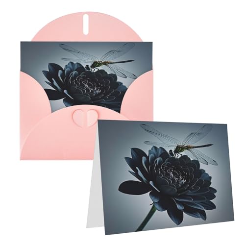 Rrtsmsgh Grußkarten Schwarze Blumen und Libelle Blanko Grußkarten mit Umschlägen für alle Gelegenheitskarten, Freundschafts-Jubiläumskarten Rrtsmsgh Grußkarten Schwarze Blumen und Libelle Blanko Grußkarten mit Umschlägen für alle Gelegenheitskarten, Freundschafts-Jubiläumskarten von Rrtsmsgh