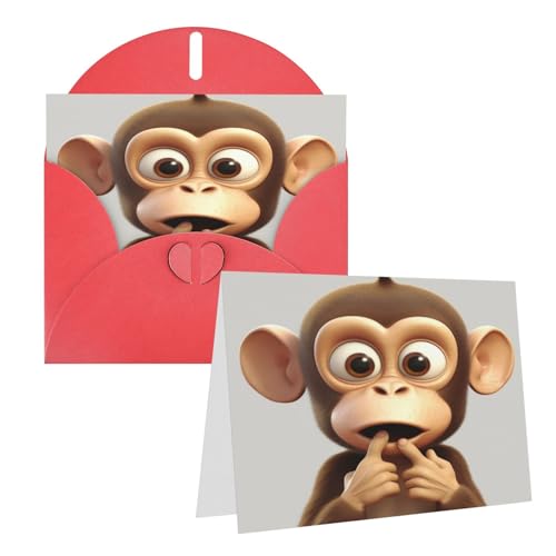 Rrtsmsgh Grußkarten The Silent Monkey Blanko-Grußkarten mit Umschlägen für alle Gelegenheiten, Freundschaftskarten, Jubiläumskarten von Rrtsmsgh