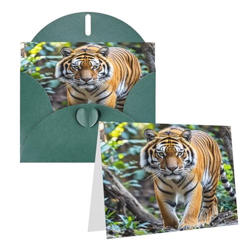 Rrtsmsgh Grußkarten Tiger Blanko Grußkarten mit Umschlägen für alle Gelegenheitskarten, Freundschafts-Jubiläumskarten von Rrtsmsgh