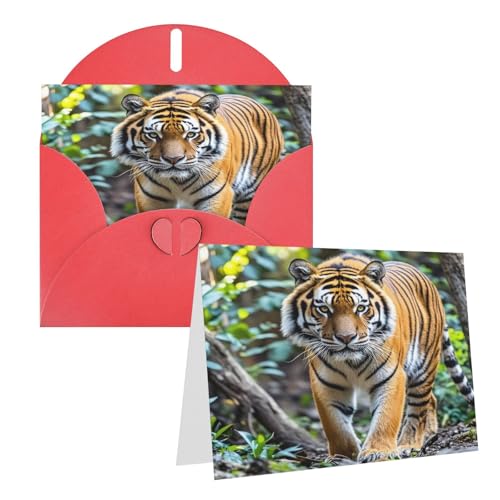 Rrtsmsgh Grußkarten Tiger Blanko Grußkarten mit Umschlägen für alle Gelegenheitskarten, Freundschafts-Jubiläumskarten von Rrtsmsgh