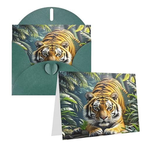 Rrtsmsgh Grußkarten Tiger im Dschungel, blanko, mit Umschlägen für alle Anlässe, Freundschaftskarten, Jubiläumskarten von Rrtsmsgh
