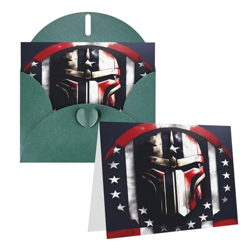 Rrtsmsgh Grußkarten USA-Flagge Amerikanische Spartaner Blanko-Grußkarten mit Umschlägen für alle Gelegenheiten, Freundschaftskarten zum Jahrestag von Rrtsmsgh