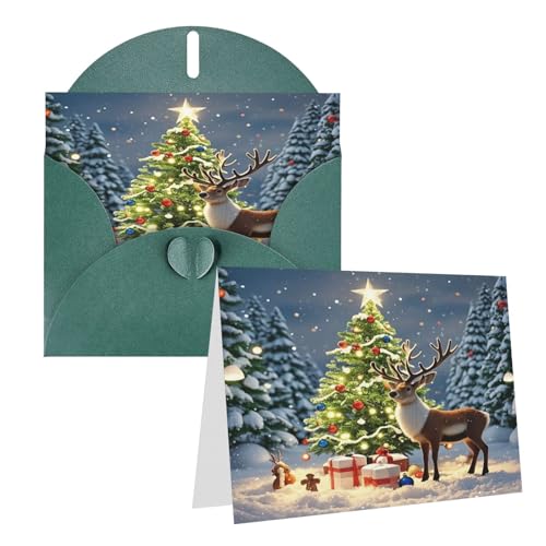 Rrtsmsgh Grußkarten Weihnachtsbaum und Rentier Blanko Grußkarten mit Umschlägen für alle Gelegenheitskarten, Freundschafts-Jubiläumskarten Rrtsmsgh Grußkarten Weihnachtsbaum und Rentier Blanko Grußkarten mit Umschlägen für alle Gelegenheitskarten, Freundschafts-Jubiläumskarten von Rrtsmsgh