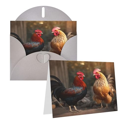 Rrtsmsgh Grußkarten mit Hahn und Huhn, blanko, mit Umschlägen für alle Anlässe, Freundschaftskarten, Jubiläumskarten von Rrtsmsgh