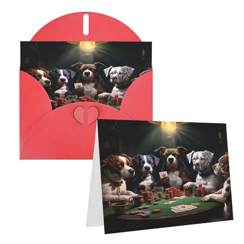 Rrtsmsgh Grußkarten mit Pokerhunden Blanko-Grußkarten mit Umschlägen für alle Gelegenheiten, Freundschaftskarten, Jubiläumskarten von Rrtsmsgh