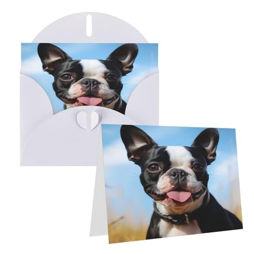 Rrtsmsgh Grußkarten mit schönem Boston Terrier, Blanko-Grußkarten mit Umschlägen für alle Anlässe, Freundschaftskarten, Jahrestagskarten Rrtsmsgh Grußkarten mit schönem Boston Terrier, Blanko-Grußkarten mit Umschlägen für alle Anlässe, Freundschaftskarten, Jahrestagskarten von Rrtsmsgh