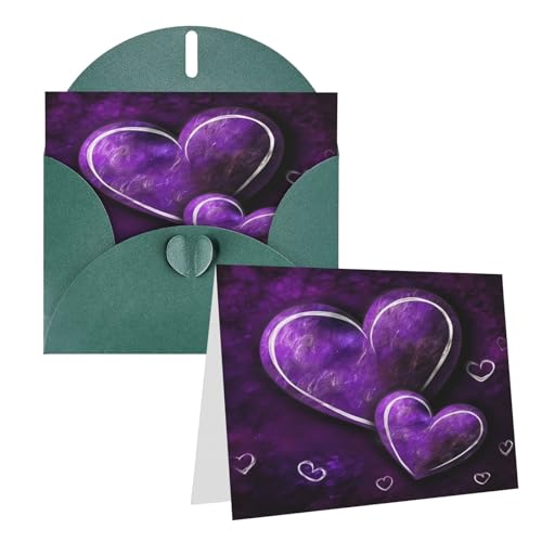 Rrtsmsgh Grußkarten mit violetten Herzen, blanko, mit Umschlägen für alle Anlässe, Freundschaftskarten, Jubiläumskarten von Rrtsmsgh