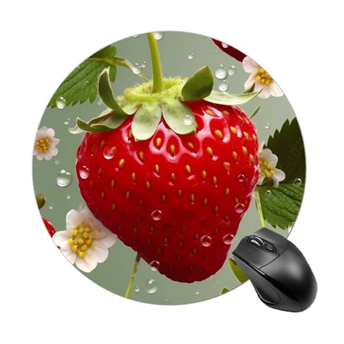 Schönes Erdbeer-Mauspad, kleines Mauspad mit rutschfester Gummiunterseite, bequemes Laptop-Mauspad, rund, wasserdicht, Mauspad für Büro, Zuhause, Computer, 20 x 20 cm Schönes Erdbeer-Mauspad, kleines Mauspad mit rutschfester Gummiunterseite, bequemes Laptop-Mauspad, rund, wasserdicht, Mauspad für Büro, Zuhause, Computer, 20 x 20 cm von Rrtsmsgh