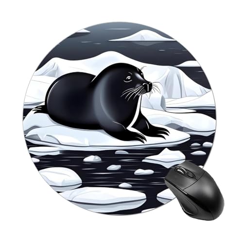 Seals on Ice Mauspad, kleines Mauspad mit rutschfester Gummiunterseite, bequemes Laptop-Mauspad, rund, wasserdicht, Mauspad für Büro, Zuhause, Computer, 20 x 20 cm Seals on Ice Mauspad, kleines Mauspad mit rutschfester Gummiunterseite, bequemes Laptop-Mauspad, rund, wasserdicht, Mauspad für Büro, Zuhause, Computer, 20 x 20 cm von Rrtsmsgh