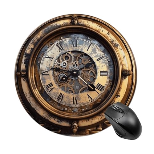 Steampunk-Mauspad mit Uhr, kleines Mauspad mit rutschfester Gummiunterseite, bequemes Laptop-Mauspad, rund, wasserdicht, Mauspad für Büro, Zuhause, Computer, 20 x 20 cm Steampunk-Mauspad mit Uhr, kleines Mauspad mit rutschfester Gummiunterseite, bequemes Laptop-Mauspad, rund, wasserdicht, Mauspad für Büro, Zuhause, Computer, 20 x 20 cm von Rrtsmsgh