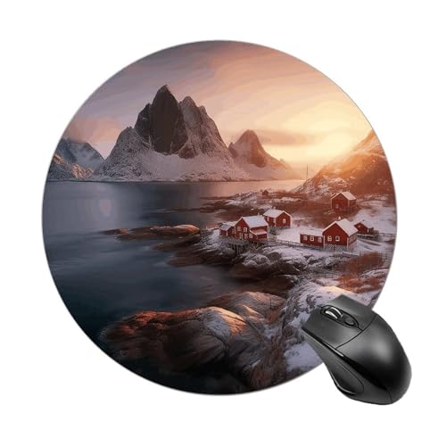 Sunrise Over Hamnoy Mauspad, kleines Mauspad mit rutschfester Gummiunterseite, bequemes Laptop-Gaming-Mauspad, rund, wasserdicht, Mauspad für Büro, Zuhause, Computer, 20 x 20 cm Sunrise Over Hamnoy Mauspad, kleines Mauspad mit rutschfester Gummiunterseite, bequemes Laptop-Gaming-Mauspad, rund, wasserdicht, Mauspad für Büro, Zuhause, Computer, 20 x 20 cm von Rrtsmsgh