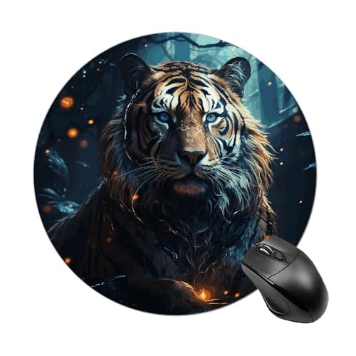 Tiger Mauspad, kleines Mauspad mit rutschfester Gummiunterseite, bequemes Laptop-Mauspad, rund, wasserdicht, Mauspad für Büro, Zuhause, Computer, 20 x 20 cm Tiger Mauspad, kleines Mauspad mit rutschfester Gummiunterseite, bequemes Laptop-Mauspad, rund, wasserdicht, Mauspad für Büro, Zuhause, Computer, 20 x 20 cm von Rrtsmsgh