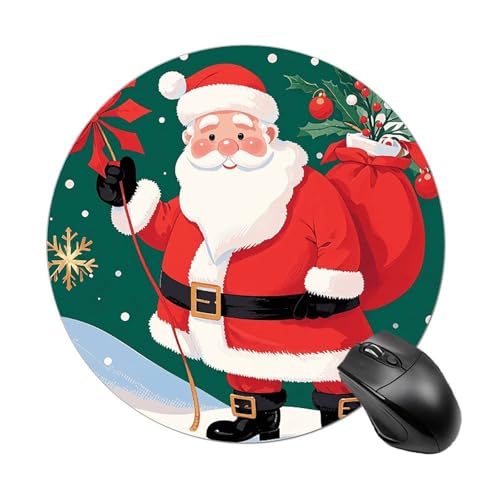 Weihnachtsmauspad mit Weihnachtsmann-Motiv, kleines Mauspad mit rutschfester Gummiunterseite, bequemes Laptop-Mauspad, rund, wasserdicht, Mauspad für Büro, Zuhause, Computer, 20 x 20 cm Weihnachtsmauspad mit Weihnachtsmann-Motiv, kleines Mauspad mit rutschfester Gummiunterseite, bequemes Laptop-Mauspad, rund, wasserdicht, Mauspad für Büro, Zuhause, Computer, 20 x 20 cm von Rrtsmsgh