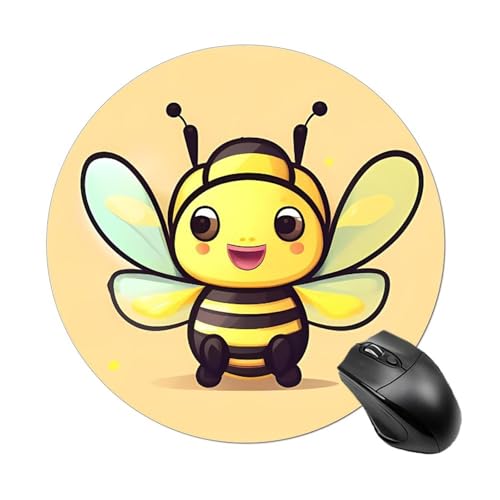Yellow Bee Mauspad, kleines Mauspad mit rutschfester Gummiunterseite, bequemes Laptop-Mauspad, rund, wasserdicht, Mauspad für Büro, Zuhause, Computer, 20 x 20 cm Yellow Bee Mauspad, kleines Mauspad mit rutschfester Gummiunterseite, bequemes Laptop-Mauspad, rund, wasserdicht, Mauspad für Büro, Zuhause, Computer, 20 x 20 cm von Rrtsmsgh