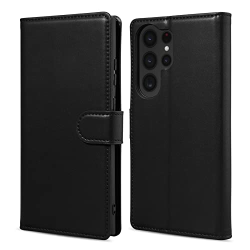 Rssviss Handyhülle Samsung Galaxy S23 Ultra Hülle, Klapphülle Samsung S23 Ultra Schutzhülle Hochwertiges PU Leder [RFID] [Magnetverschluss] [Kartenfach] Etui für Galaxy S23 Ultra Schwarz 6,8 Zoll von Rssviss