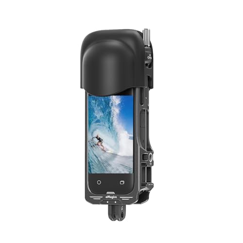 Rszfnjxry 360 X4 Aluminium Schutzkäfig Fall Silikon Objektivschutz Kappe Kompatibel mit Insta360 X4 (Bundle 4) von Rszfnjxry