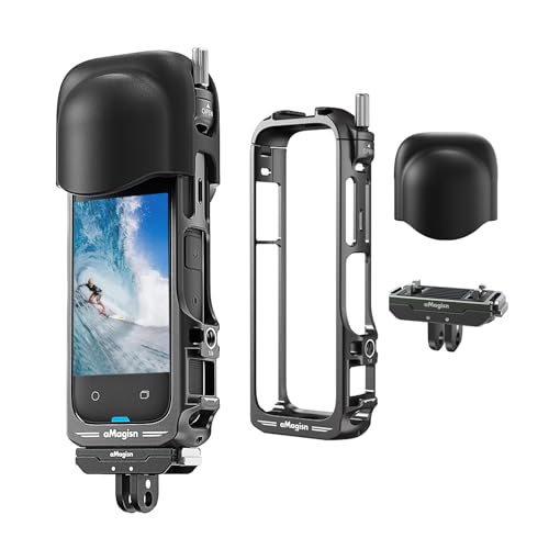 Rszfnjxry 360 x 4 Aluminium-Schutzhülle mit Schnellentriegelung, Schnellverschluss-Halterung und Silikon-Objektivschutzkappe, kompatibel mit Insta360 X4 (Bundle 3) von Rszfnjxry