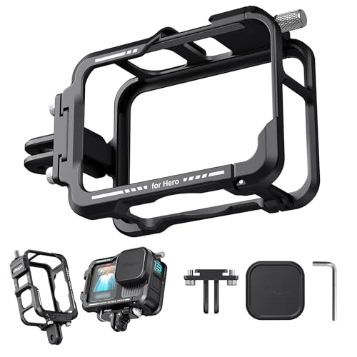 Rszfnjxry Aluminium käfig zubehör,kompatibel mit GoPro Hero 12 11 10 9, langlebiges Metallgehäuse mit Schiebeöffnung, nur 48 g Rszfnjxry Aluminium käfig zubehör,kompatibel mit GoPro Hero 12 11 10 9, langlebiges Metallgehäuse mit Schiebeöffnung, nur 48 g von Rszfnjxry
