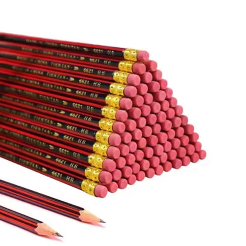 Rtauhife 100 Stück Skizzenstifte, Holzbleistifte, HB-Bleistifte mit Radiergummi, Zeichenstifte für Kinder, Schulschreibwaren Rtauhife 100 Stück Skizzenstifte, Holzbleistifte, HB-Bleistifte mit Radiergummi, Zeichenstifte für Kinder, Schulschreibwaren von Rtauhife