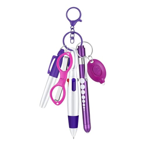 Rtauhife 6-In-1 Multifunktions-Kugelschreiber-Set mit Druckfunktion, Taschenlampe, Faltbare Schere, Kugelschreiber, Schlüsselanhänger, Krankenschwester-Stifte, Lila Rtauhife 6-In-1 Multifunktions-Kugelschreiber-Set mit Druckfunktion, Taschenlampe, Faltbare Schere, Kugelschreiber, Schlüsselanhänger, Krankenschwester-Stifte, Lila von Rtauhife